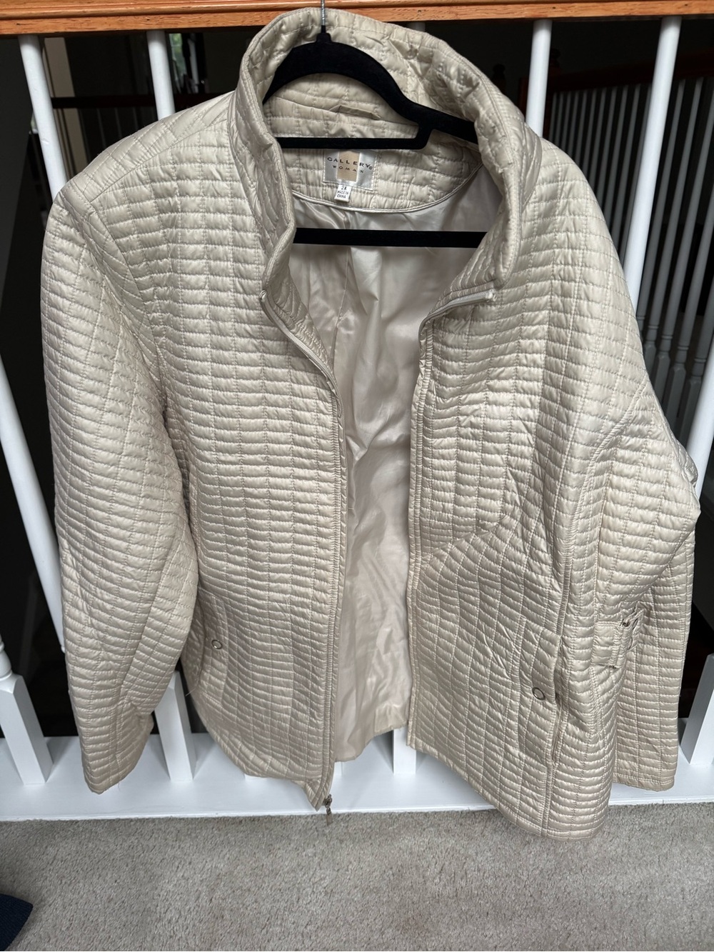 Gallery Light Beige Quilted Puffer Jacket